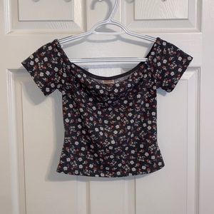 Mossimo Ribbed floral off the shoulder crop top